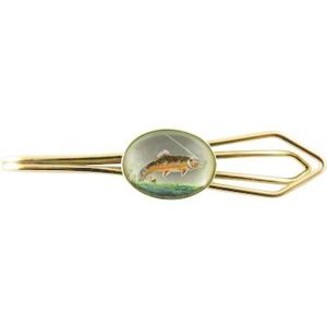 Vintage 14 Karat Yellow Gold Reverse Intaglio Fish Tie Clip #4345